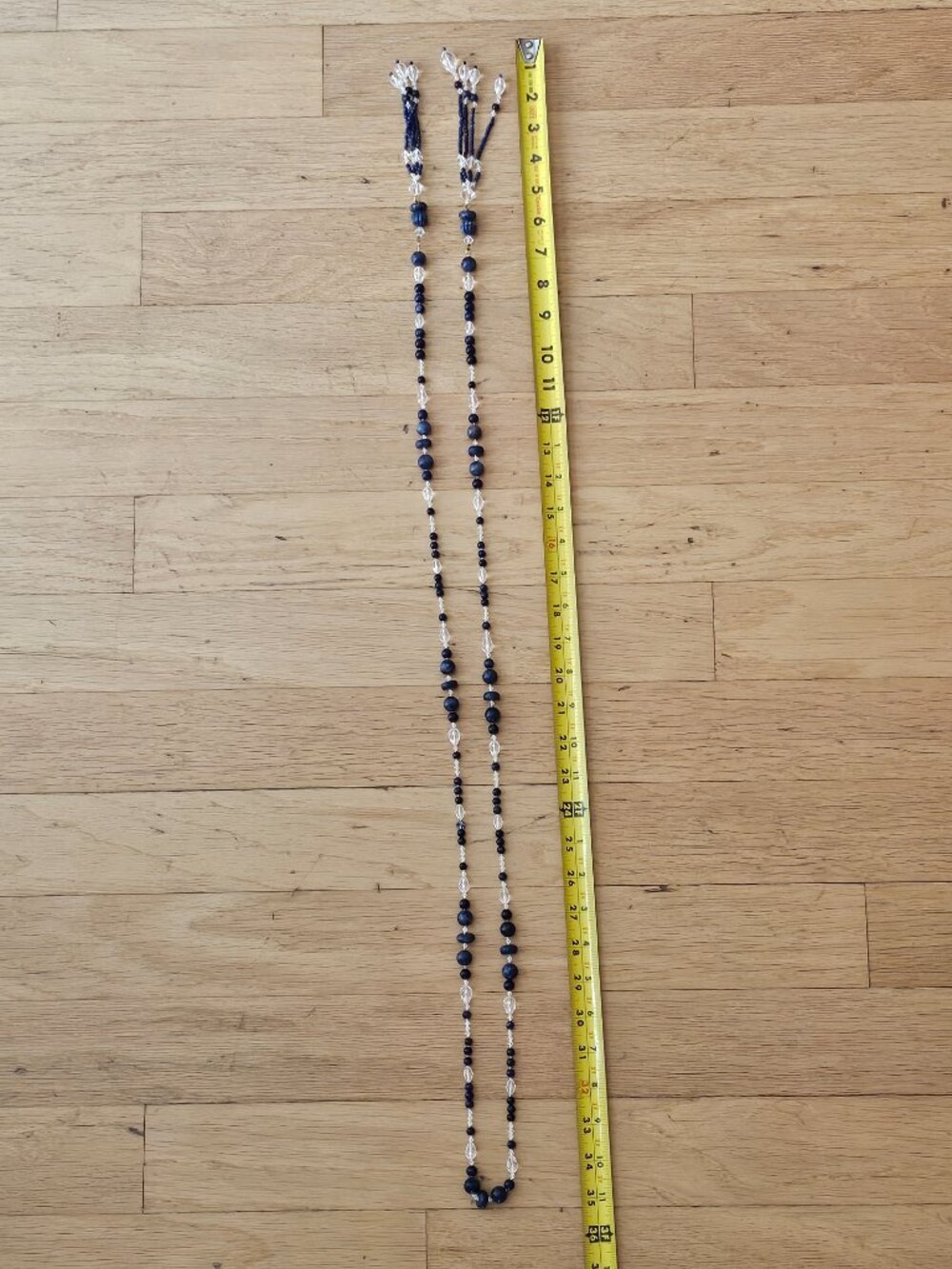 Lariat style bead necklace 6 ft long